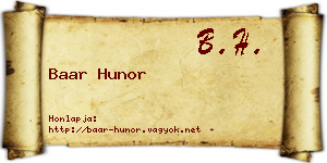 Baar Hunor névjegykártya